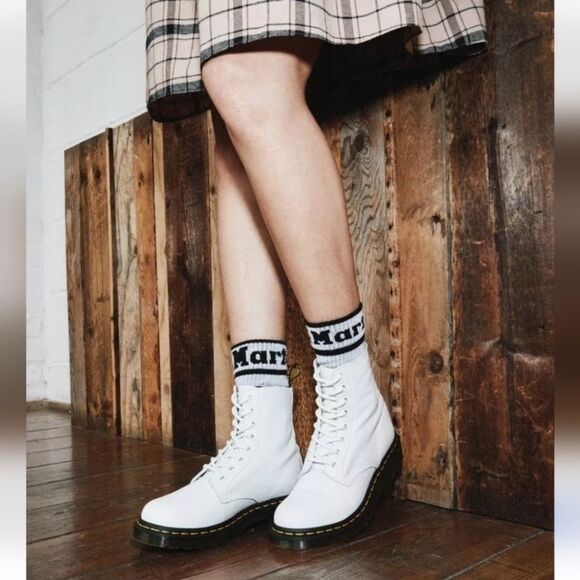 Dr. Martens White Heeled Boots - Picture 4 of 15